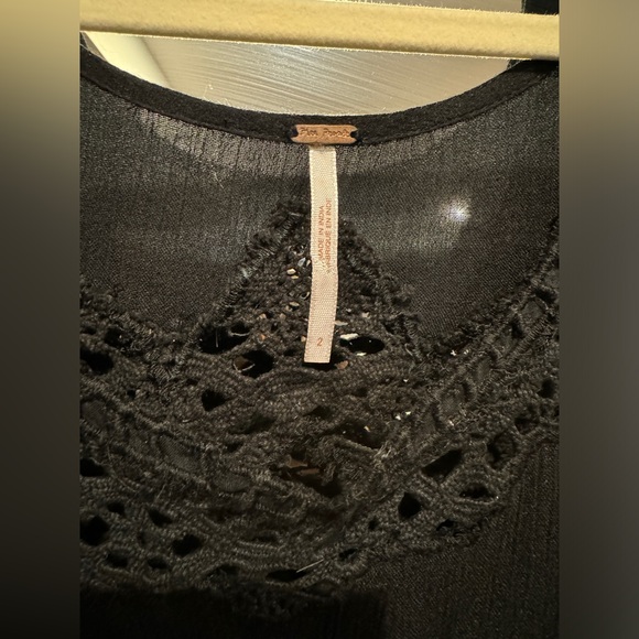 Free People Black Crochet/ Embroidered High Low Open Back Dress 2 - Picture 8 of 8
